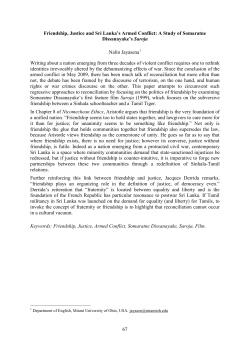 67 Friendship, Justice and Sri Lanka‟s Armed Conflict: A Study of