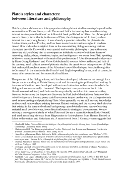 Plato`s styles and characters: between literature and philosophy