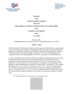 Statement of the American Hospital Association before the