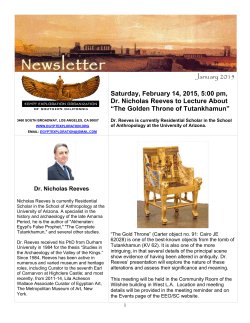 Saturday, February 14, 2015, 5:00 pm, Dr. Nicholas Reeves