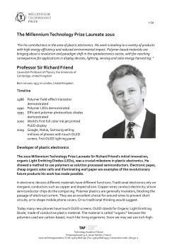 The Millennium Technology Prize Laureate 2010 Professor Sir