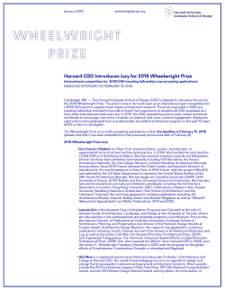 Harvard GSD Introduces Jury for 2016 Wheelwright Prize