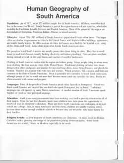 Human Geography of South America