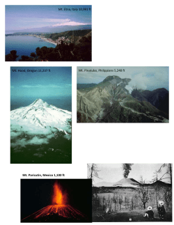 Mt. Etna, Italy 10,991 ft Mt. Pinatubo, Philippians 5,248 ft Mt. Hood