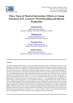 Three Types of Musical Instruction: Effects on Young Taiwanese EFL