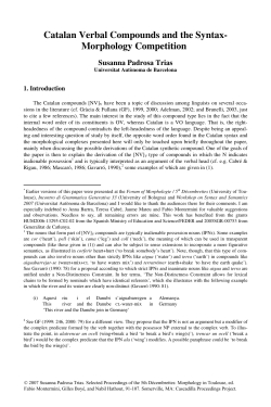Catalan Verbal Compounds and the Syntax