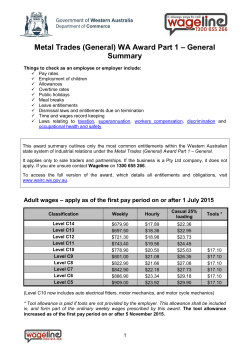 Metal Trades (General) WA Award Part 1 – General Summary