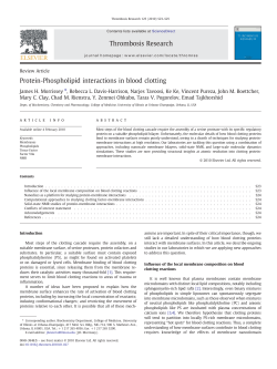 Protein-Phospholipid interactions in blood clotting