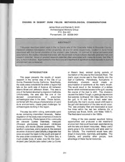 DIGGING IN DESERT DUNE FIELDS: METHODOLOGICAL