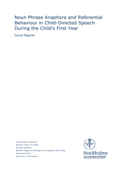Noun Phrase Anaphora and Referential Behaviour in Child