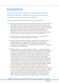 Disclaimer - UNITAR Virtual Learning Environment
