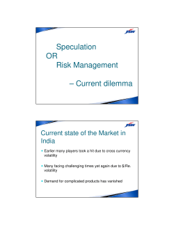 Speculation OR Risk Management – Current