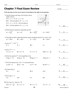 Chapter 7 Final Exam Review
