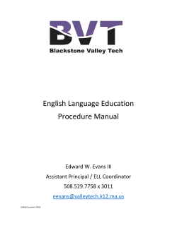 ELL Procedure Manual - Blackstone Valley Tech