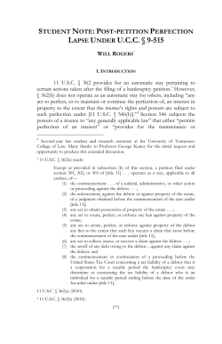 Post-Petition Perfection Lapse Under U.C.C. &sect; 9-515