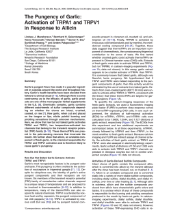 The Pungency of Garlic: Activation of TRPA1 and TRPV1 in