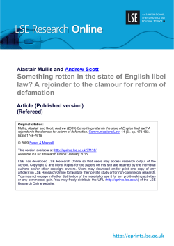 Something rotten in the state of English libel law? A rejoinder to the