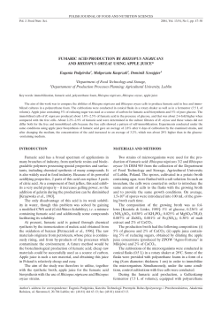 FUMARIC ACID PRODUCTION BY RHIZOPUS NIGRICANS AND