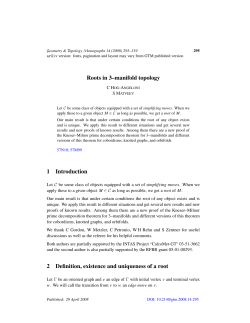 Roots in 3&ndash;manifold topology 1 Introduction 2 Definition, existence