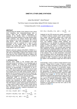 dimethyl ether (dme) synthesis
