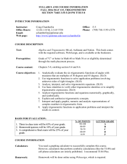 SYLLABUS AND COURSE INFORMATION FALL 2016