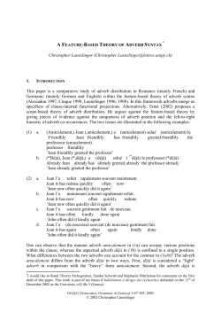 AFeature-BASED THEORY OF ADVERB SYNTAX