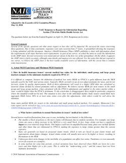 NAIC Response to Request for Information Regarding Section 2718