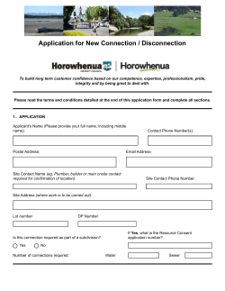 Application for New Connection / Disconnection