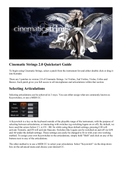 Cinematic Strings 2.0 Quickstart Guide Selecting Articulations
