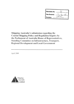Shipping Australia`s submission regarding Coastal Shipping Policy