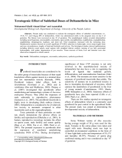 Teratogenic Effect of Sublethal Doses of Deltamethrin in Mice