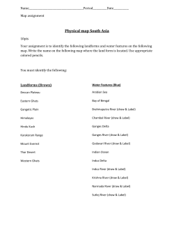 Physical map South Asia