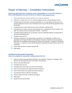 Power of Attorney &ndash; Completion Instructions