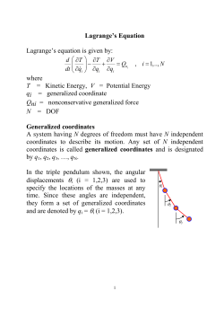 Lagrange`s Equation Lagrange`s equation is given by: where T