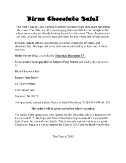 Birnn Chocolate Sale! - Rutgers Preparatory School