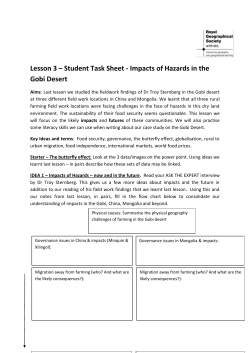 Lesson 3 &ndash; Student Task Sheet - Impacts of Hazards in the