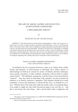 the art of abuse: satire and invective in byzantine literature a