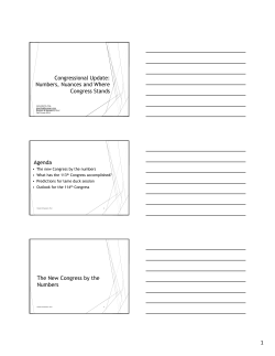 2.Congressional Update Numbers, Nuances and Where