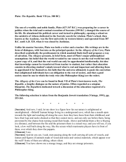 Plato: The Republic. Book VII (ca. 380 BC) The son