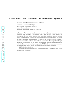 A new relativistic kinematics of accelerated systems