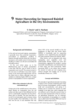 9 Water Harvesting for Improved Rainfed Agriculture in the Dry