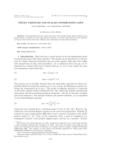 STICKY PARTICLES AND SCALAR CONSERVATION LAWS&lowast; 1