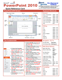 Microsoft PowerPoint 2010 Quick Reference Guide