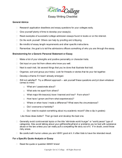 Essay Writing Checklist - Forest Hills School District