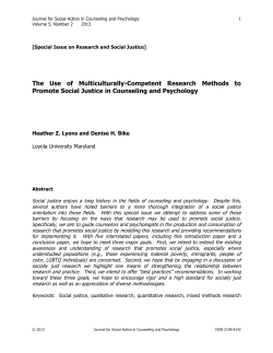 The Use of Multiculturally-Competent Research Methods to Promote