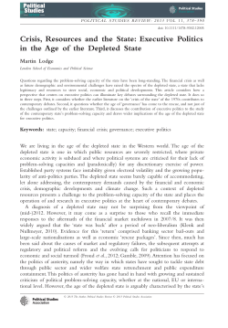 Crisis, Resources and the State: Executive Politics in