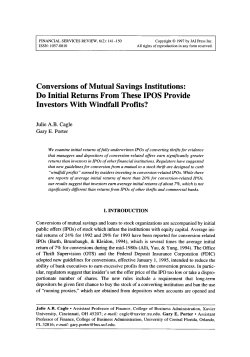 Conversions of Mutual Savings Institutions: Do