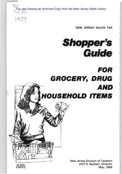 NEW JERSEY SALES TAX Shopper`s Guide