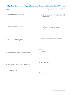 Algebra 2: Linear Equations and Inequalities in