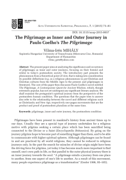The Pilgrimage as Inner and Outer Journey in Paulo Coelho`s The